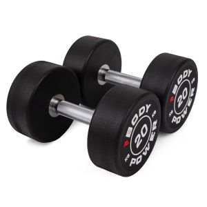Body Power 20kg Pro Round Rubber Dumbbells (x2)