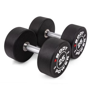 Body Power 25kg Pro Round Rubber Dumbbells (x2)