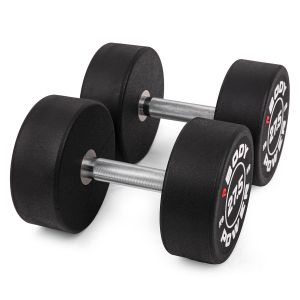 Body Power 27.5kg Pro Round Rubber Dumbbells (x2)
