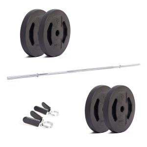 Body Power Standard Bar and Dual Grip Vinyl Plate Set - 16kg Total Weight