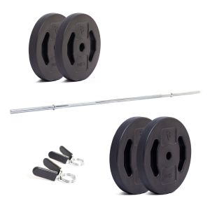 Body Power Standard Bar and Dual Grip Vinyl Plate Set - 21kg Total Weight