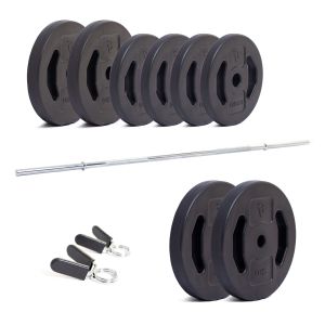Body Power Standard Bar and Dual Grip Vinyl Plate Set - 26kg Total Weight