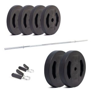 Body Power Standard Bar and Dual Grip Vinyl Plate Set - 36kg Total Weight