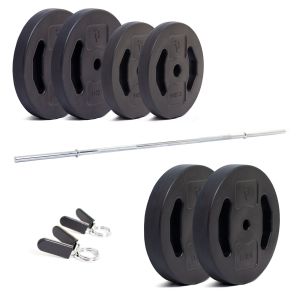 Body Power Standard Bar and Dual Grip Vinyl Plate Set - 41kg Total Weight