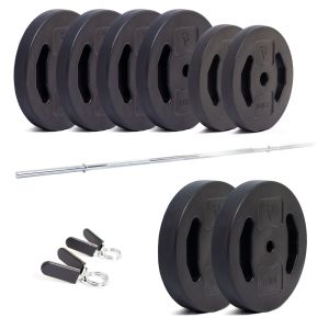 Body Power Standard Bar and Dual Grip Vinyl Plate Set - 51kg Total Weight