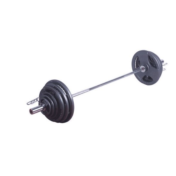 Body Power 100kg Cast Iron Tri-Grip Olympic Weight Set (6ft Bar)