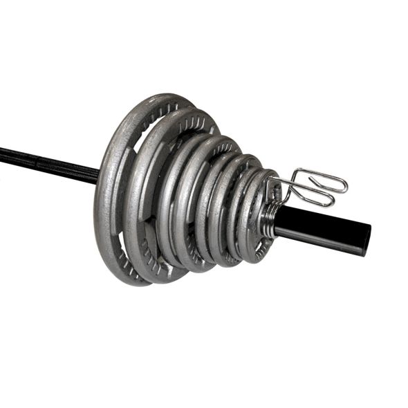 Body Power 100kg Cast Iron Tri-Grip Olympic Weight Set (Black 7ft Bar)