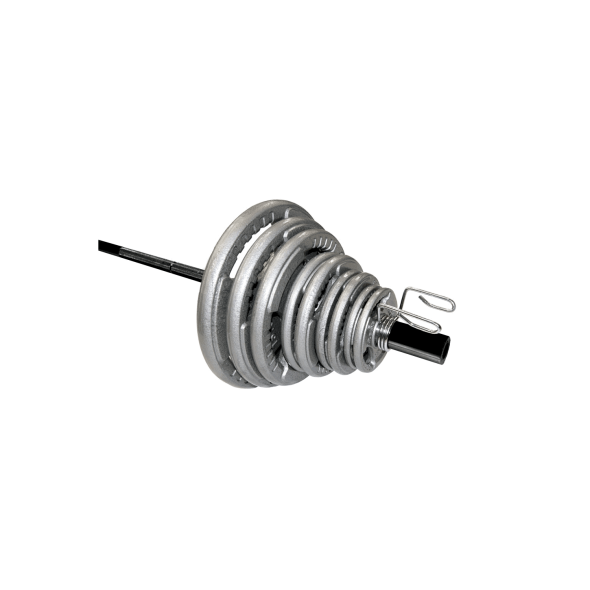 Body Power 130kg Cast Iron Tri-Grip Olympic Weight Set (Black 7ft Bar)