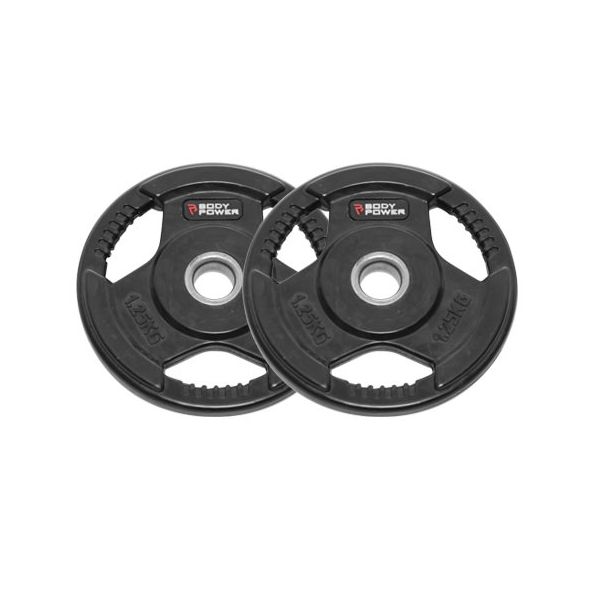 Body Power 1.25Kg Rubber Encased Tri Grip Standard Weight Plates (x2)
