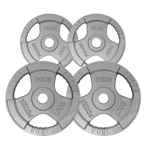 Body Power 60Kg Tri Grip Olympic Weight Plate Set