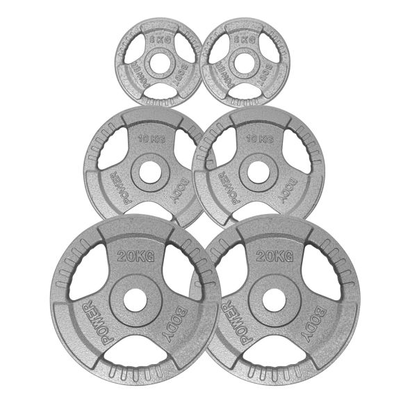 Body Power 70Kg Tri Grip Olympic Weight Plate Set