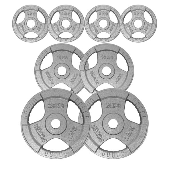 Body Power 80Kg Tri Grip Olympic Weight Plate Set