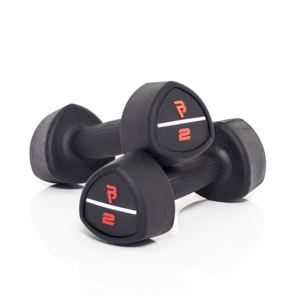 Body Power 2Kg Studio Rubber Dumbbells (x2)