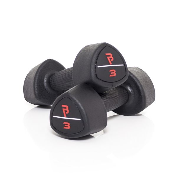 Body Power 3Kg Studio Rubber Dumbbells (x2)