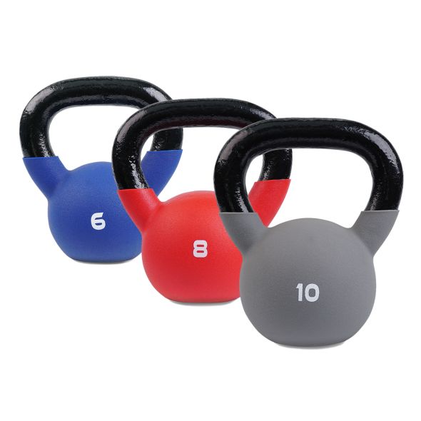 Body Power Neoprene Covered Kettlebell Set - 6kg, 8kg and 10kg