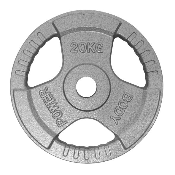 Body Power 20Kg Tri Grip Cast Iron Olympic Weight Plates (x2)
