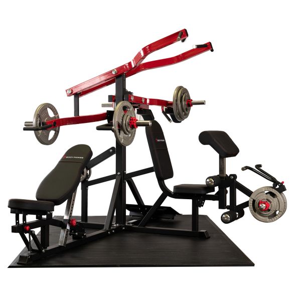Body Power Multi-Station Leverage Gym with 165Kg Olympic Tri Grip Disc Set