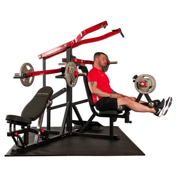 Body Power Multi-Station Leverage Gym with 165Kg Olympic Tri Grip Disc Set