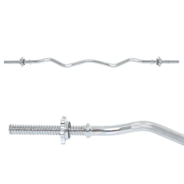 Body Power 4ft Solid Spinlock Standard EZ Curl Bar