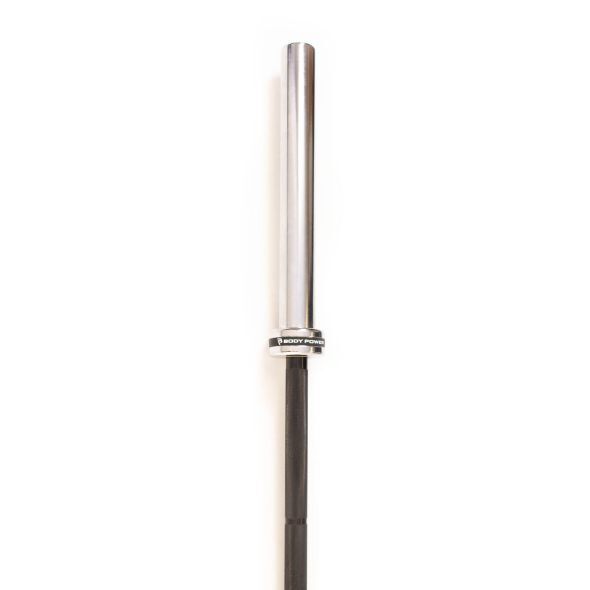 Body Power 7ft 20kg Olympic Bar - Black Shaft with Chrome Sleeves - 320Kg Rated