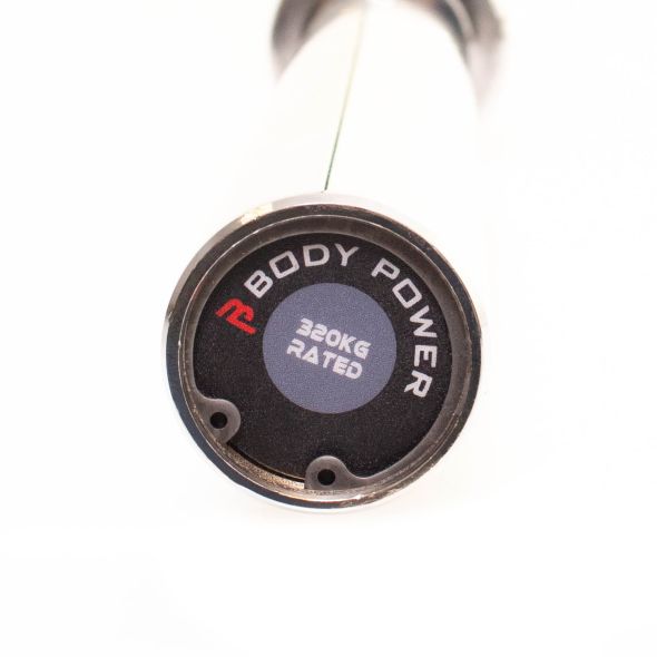 Body Power 7ft 20kg Olympic Bar - Black Shaft with Chrome Sleeves - 320Kg Rated
