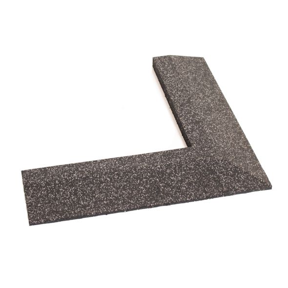 Body Power 30mm Floor Tile Corner (x1) (550mm Length x 150mm Wide) - Black with Grey Speckle