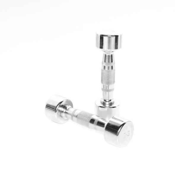 Body Power 2Kg Ergo Chrome Dumbbells (x2)