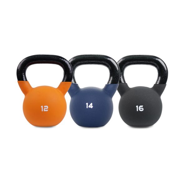 Body Power Neoprene Covered Kettlebell Set - 12kg, 14kg and 16kg