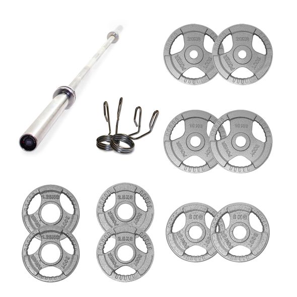 Body Power 97.5kg Cast Iron Tri-Grip Olympic Weight Set