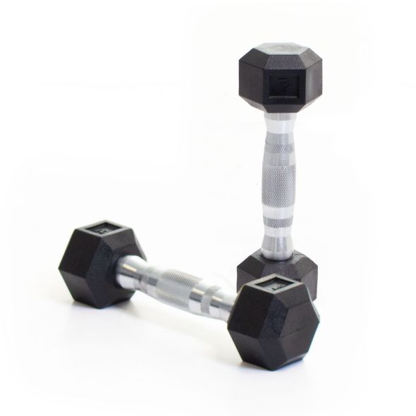 Body Power 1Kg Rubber Hex Dumbbells (x2)