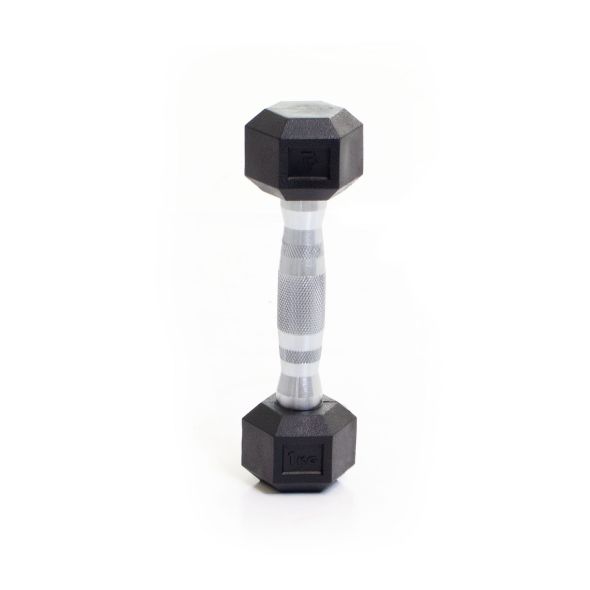 Body Power 1Kg Rubber Hex Dumbbells (x2)