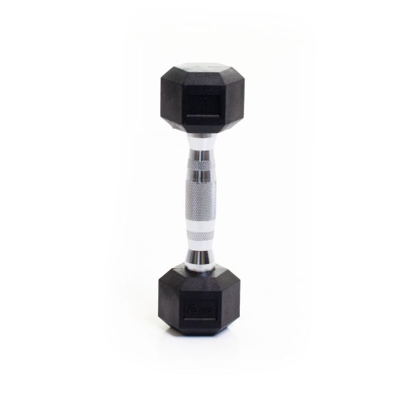 Body Power 2Kg Rubber Hex Dumbbells (x2)