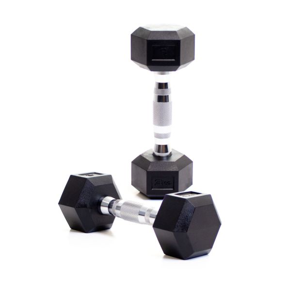 Body Power 3Kg Rubber Hex Dumbbells (x2)
