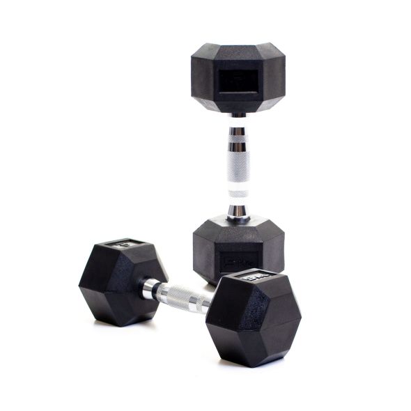 Body Power 5Kg Rubber Hex Dumbbells (x2)