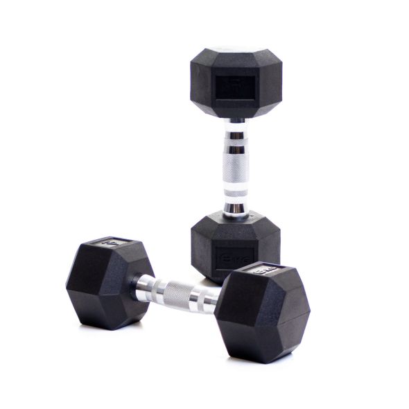 Body Power 6Kg Rubber Hex Dumbbells (x2)