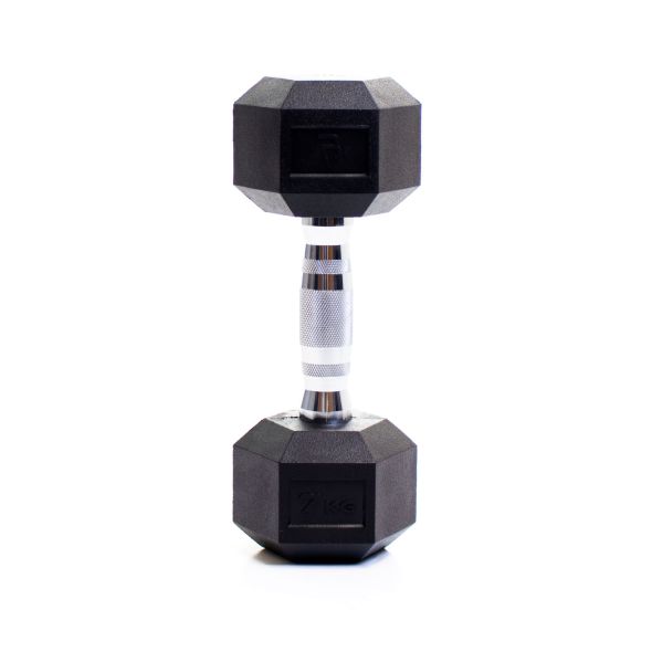 Body Power 7Kg Rubber Hex Dumbbells (x2)
