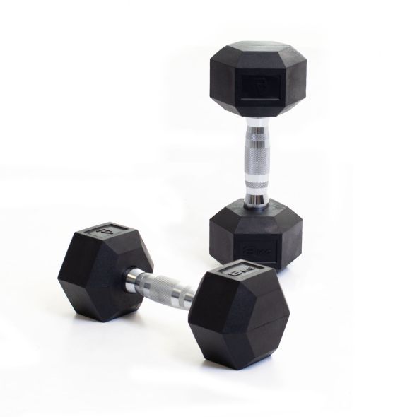 Body Power 8Kg Rubber Hex Dumbbells (x2)