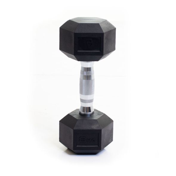 Body Power 8Kg Rubber Hex Dumbbells (x2)