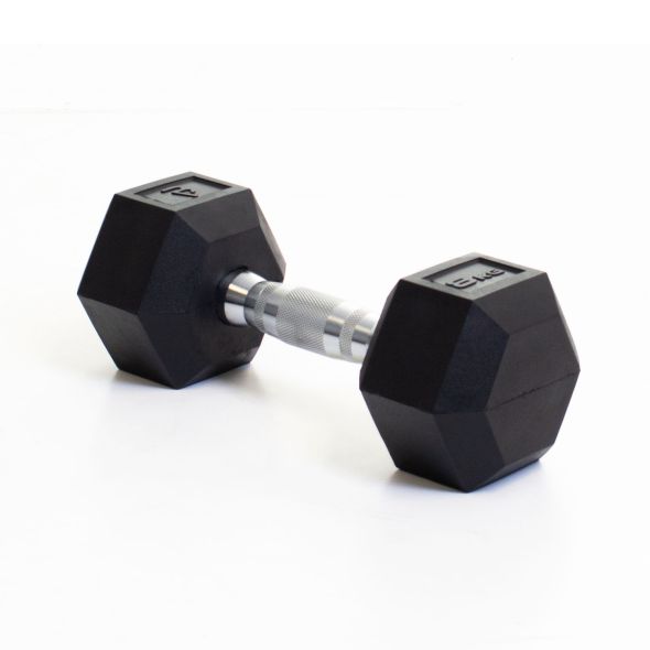 Body Power 8Kg Rubber Hex Dumbbells (x2)