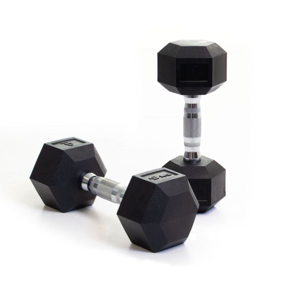 Body Power 9Kg Rubber Hex Dumbbells (x2)