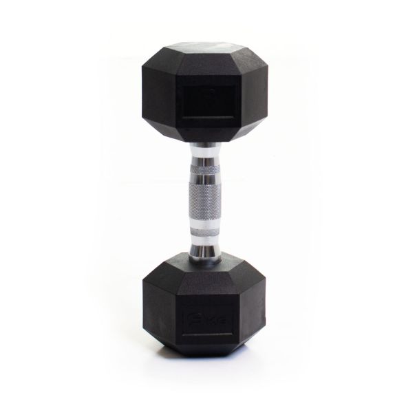 Body Power 9Kg Rubber Hex Dumbbells (x2)