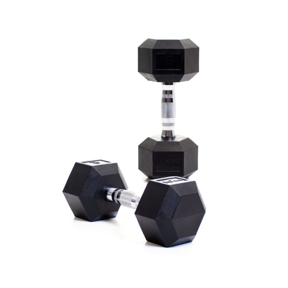 Body Power 10Kg Rubber Hex Dumbbells (x2)