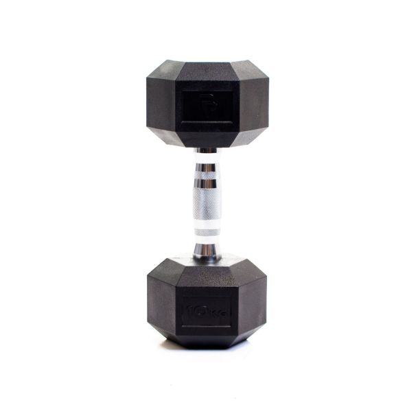 Body Power 10Kg Rubber Hex Dumbbells (x2)