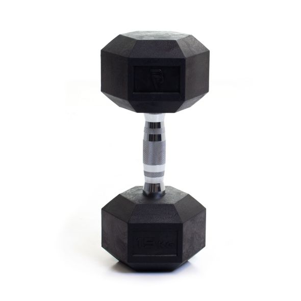 Body Power 15Kg Rubber Hex Dumbbells (x2)
