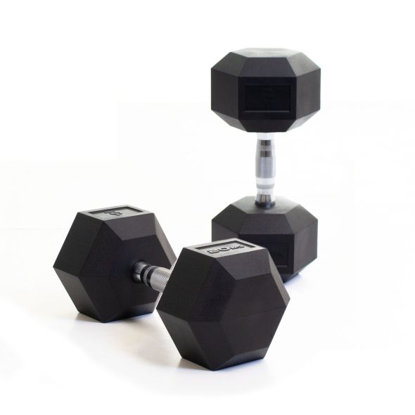 Body Power 20Kg Rubber Hex Dumbbells (x2)