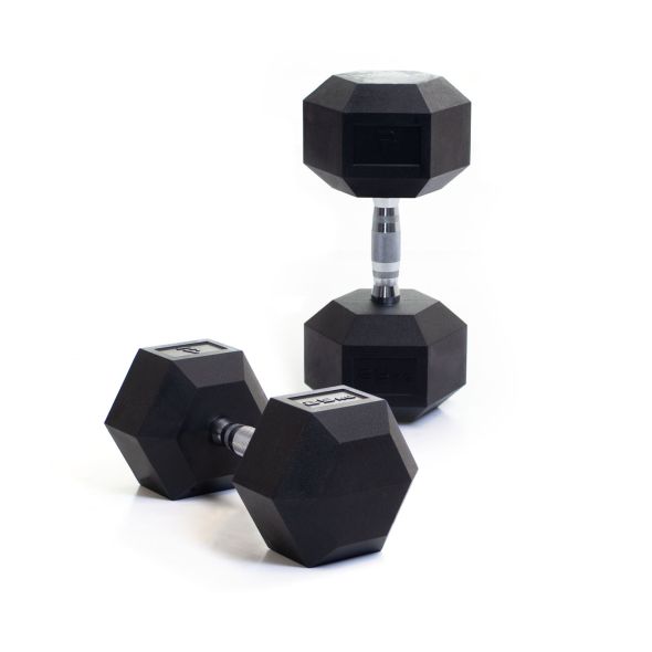 Body Power 27.5Kg Rubber Hex Dumbbells (x2)