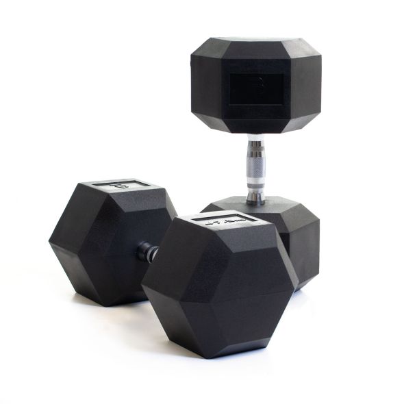 Body Power 47.5Kg Rubber Hex Dumbbells (x2)