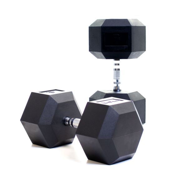 Body Power 50Kg Rubber Hex Dumbbells (x2)