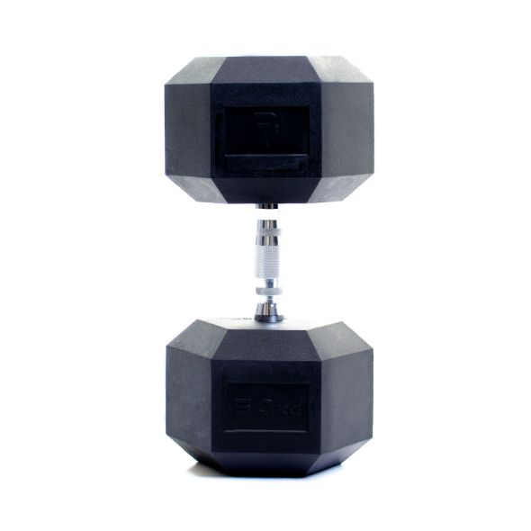Body Power 50Kg Rubber Hex Dumbbells (x2)