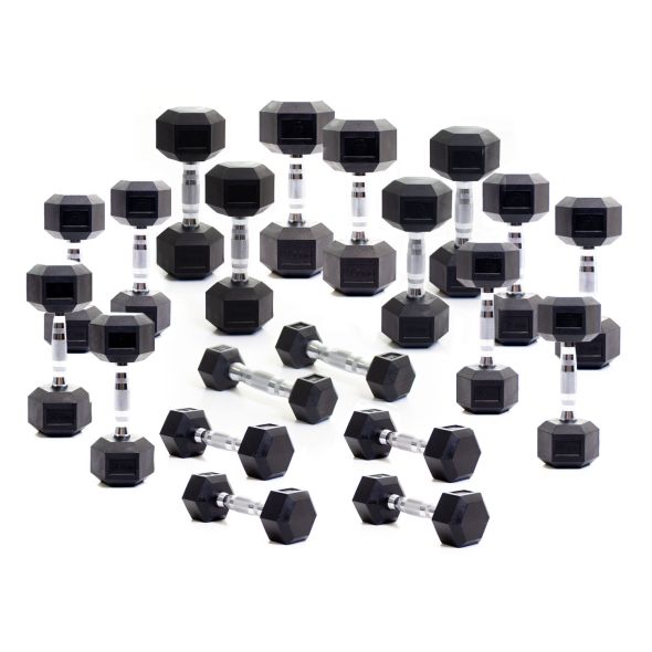 Body Power Rubber Hex Dumbbell Set - 1kg to 10kg (10 Pairs)